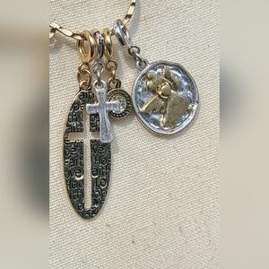 Gold and Silver Faith Pendant Charm Necklace